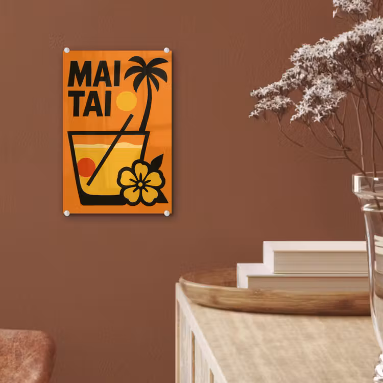 Palmboom - Bloem - Art - Drink plexiglas 5mm klein -sfeer5