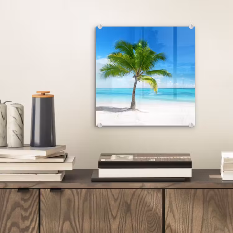 Palmboom - Strand - Zee - Zomer plexiglas 5mm klein -sfeer1