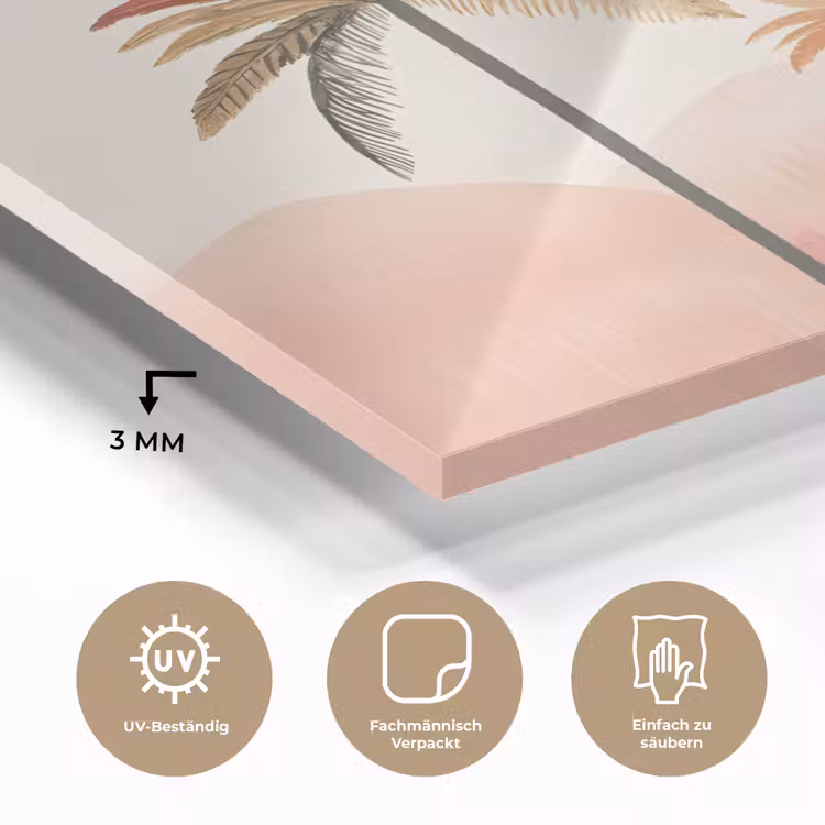 Palmbomen - Heuvels - Minimalistisch - Zachtroze plexiglas 5mm klein -wsfeer2_DE