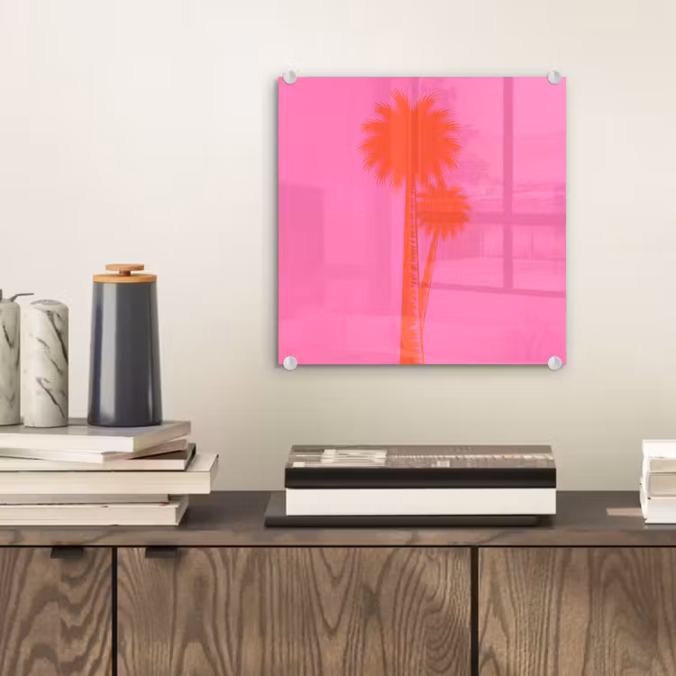 Palmbomen - Modern - Roze plexiglas 5mm klein -sfeer1