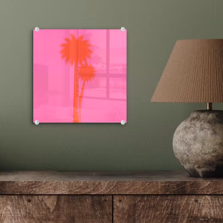 Palmbomen - Modern - Roze plexiglas 5mm klein -sfeer3