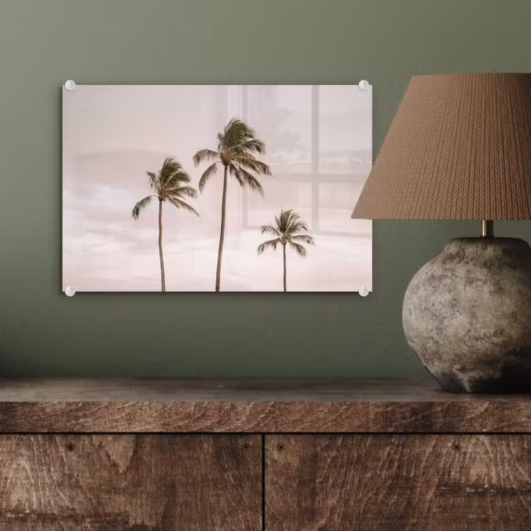 Palmbomen - Zonsondergang - Roze plexiglas 5mm klein -wsfeer2_DE