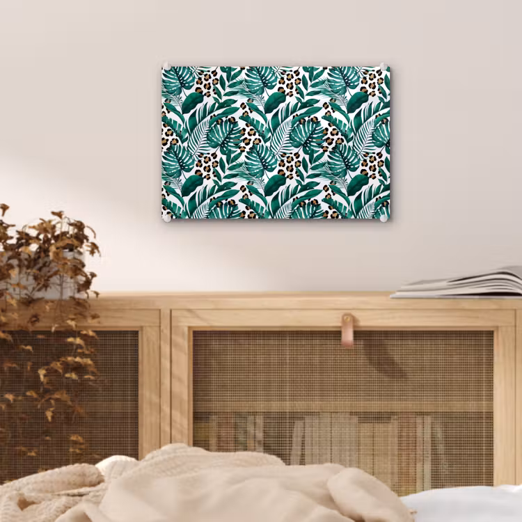 Palmblad - Panterprint - Tropical plexiglas 5mm klein -sfeer4