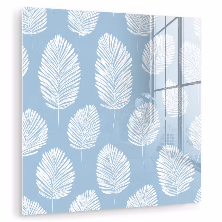 Palmbladeren - Naadloos - Patroon - Pastelblauw plexiglas 5mm klein 11 -zzzproduct_nieuw