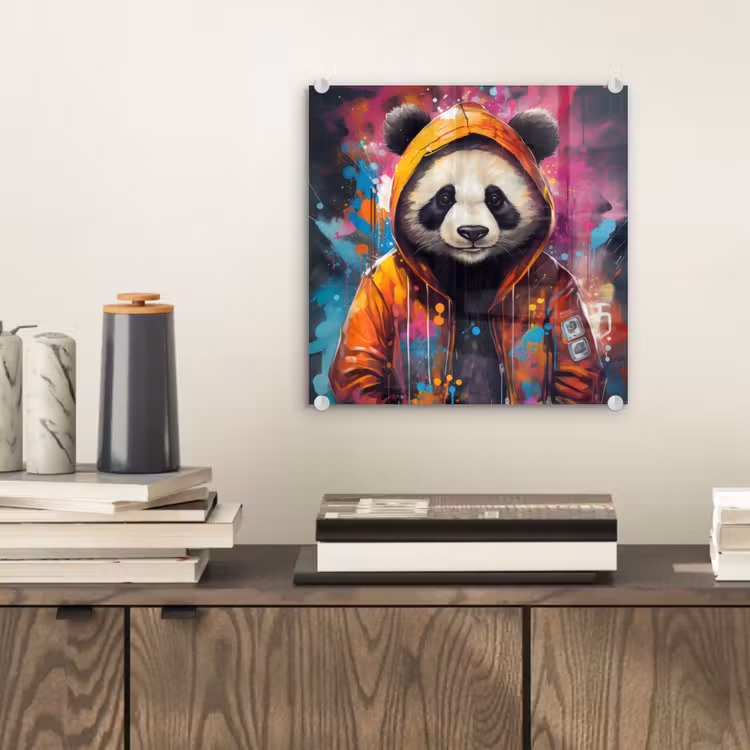 Panda - Jas - Graffiti - Oranje plexiglas 5mm klein -sfeer1