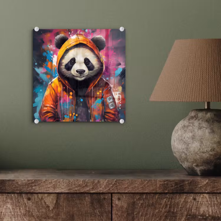 Panda - Jas - Graffiti - Oranje plexiglas 5mm klein -sfeer3