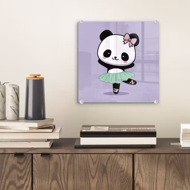 Dansende panda - Paars - Sierlijk - Kawaii plexiglas 5mm klein -sfeer1