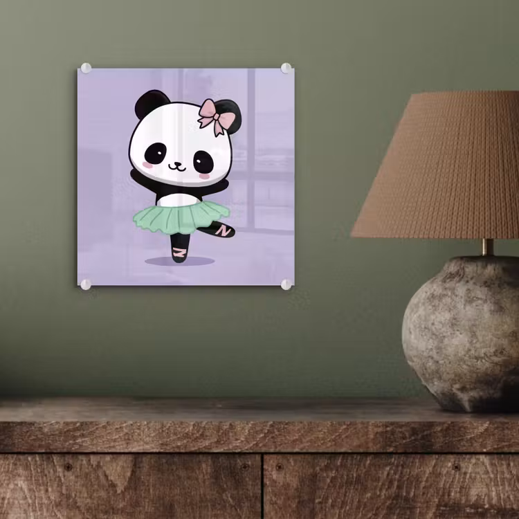Dansende panda - Paars - Sierlijk - Kawaii plexiglas 5mm klein -sfeer3