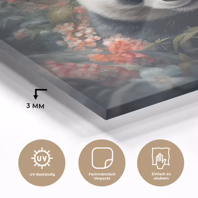 Panda - Wilde dieren - Bloemen - Natuur plexiglas 5mm klein -wsfeer2_DE