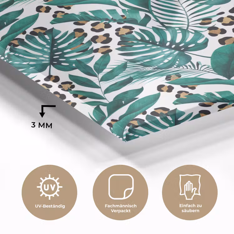 Inductie beschermer - Panterprint - Bladeren - Jungle - Afdekplaat voor kookplaat plexiglas 5mm klein -wsfeer2_DE
