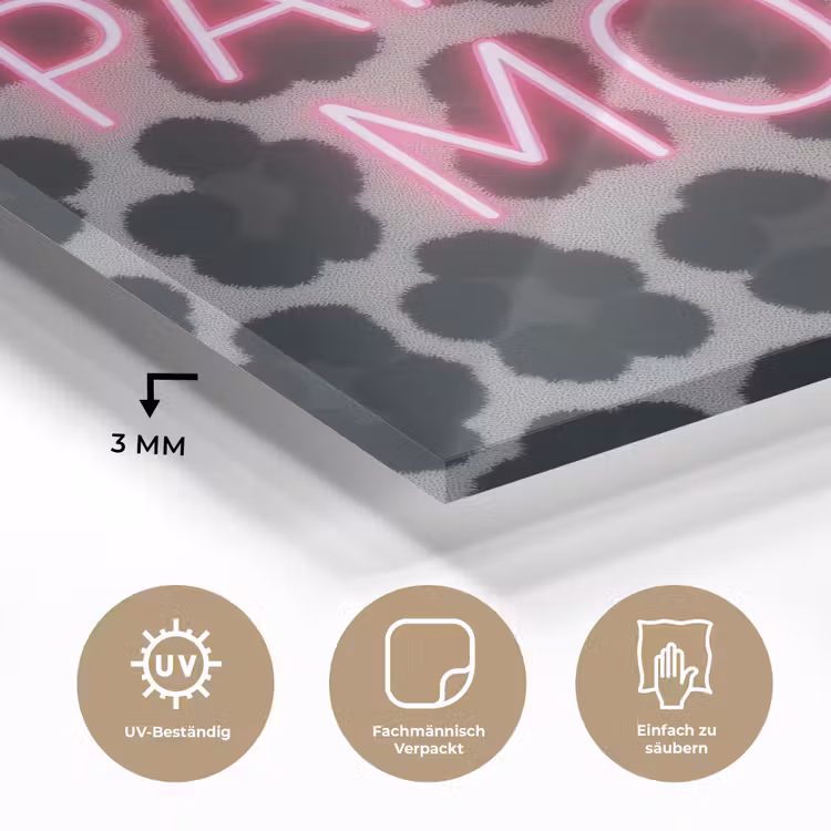 Panterprint - Zwart - Neonletters - Roze plexiglas 5mm klein -wsfeer2_DE