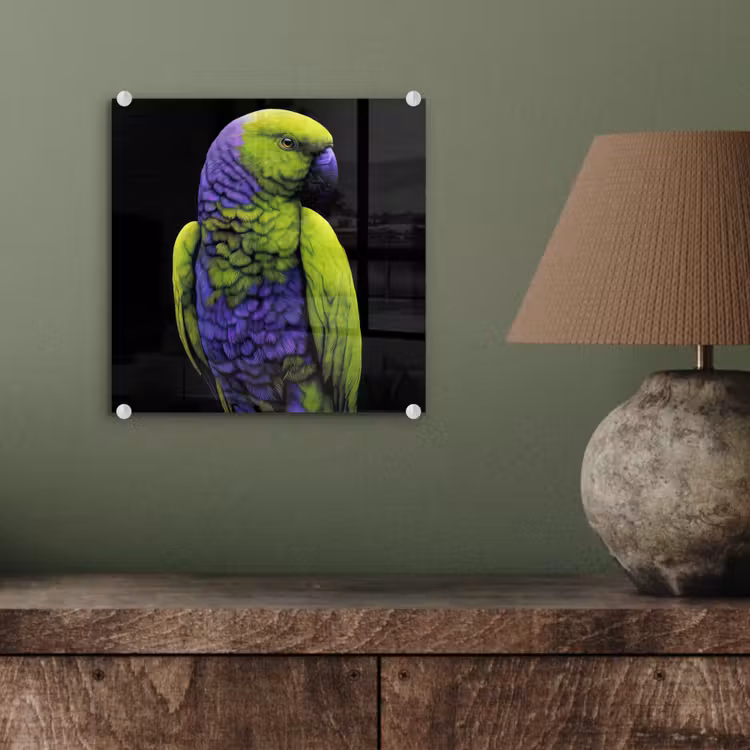 Papegaai - Veren - Opvallend - Groen plexiglas 5mm klein -sfeer3