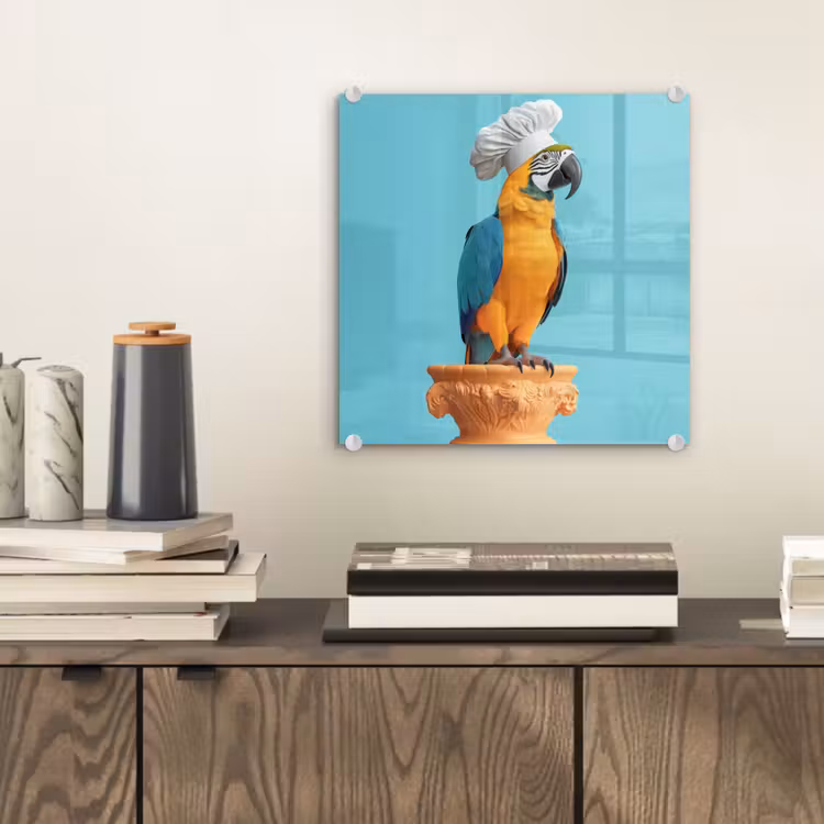 Papegaai - Koksmuts - Grappig - Vogel plexiglas 5mm klein -sfeer1