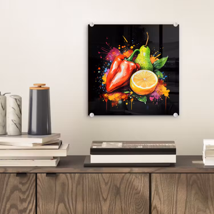 Paprika - Peer - Citroen - Graffiti - Verf - Abstract plexiglas 5mm klein -sfeer1