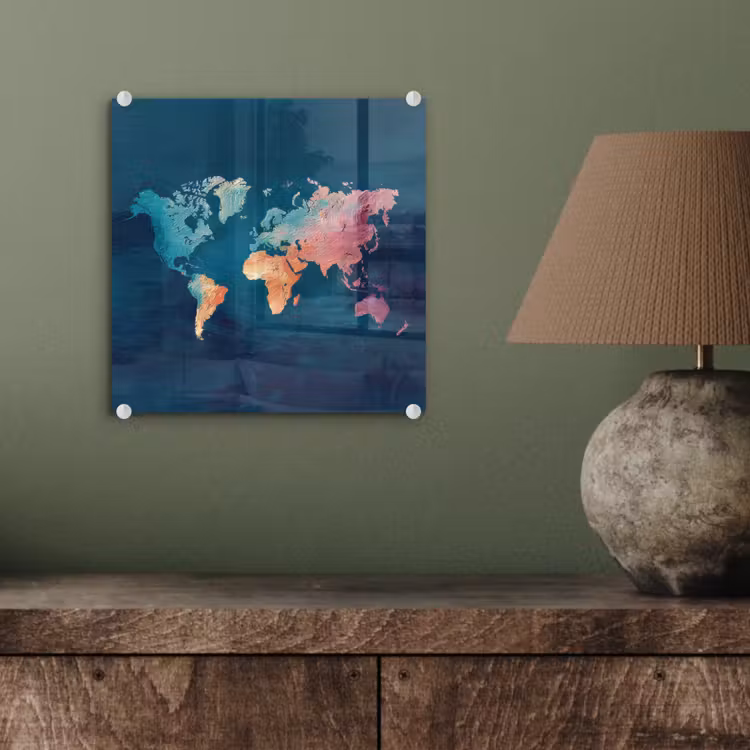 Pastel - Textuur - Wereldkaart plexiglas 5mm klein -sfeer3