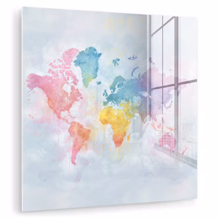 Pastel - Wereldkaart - Druppels plexiglas 5mm klein -zzzproduct_nieuw