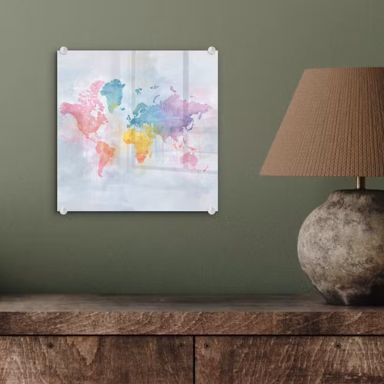 Pastel - Wereldkaart - Druppels plexiglas 5mm klein -sfeer3