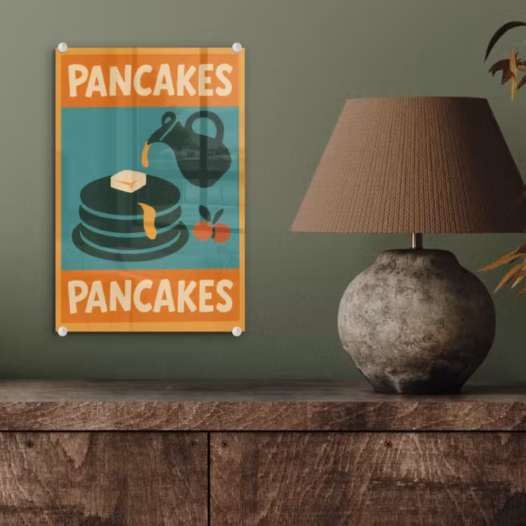 Pannenkoeken - Siroop - Illustratie - Oranje plexiglas 5mm klein -sfeer3