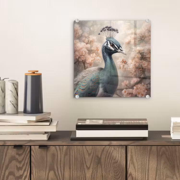 Pauw - Vogels - Bloemen - Boom - Botanisch plexiglas 5mm klein -sfeer1