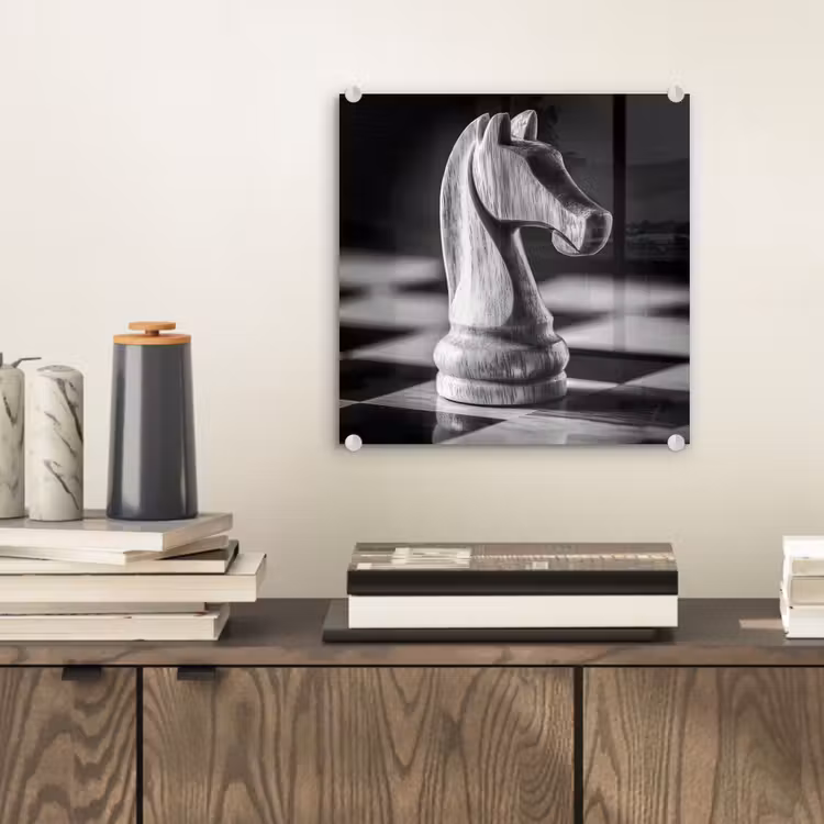Paard - Hout - Schaalbord - Zwart plexiglas 5mm klein -sfeer1