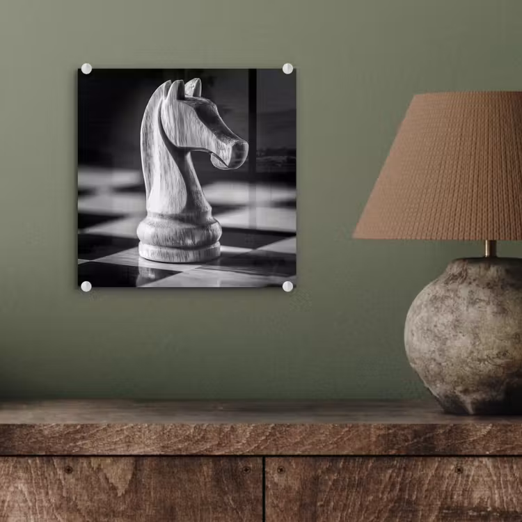 Paard - Hout - Schaalbord - Zwart plexiglas 5mm klein -sfeer3
