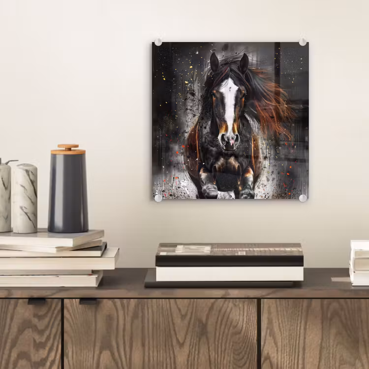 Paard - Dieren - Zwart - Luxe - Modern plexiglas 5mm klein -sfeer1