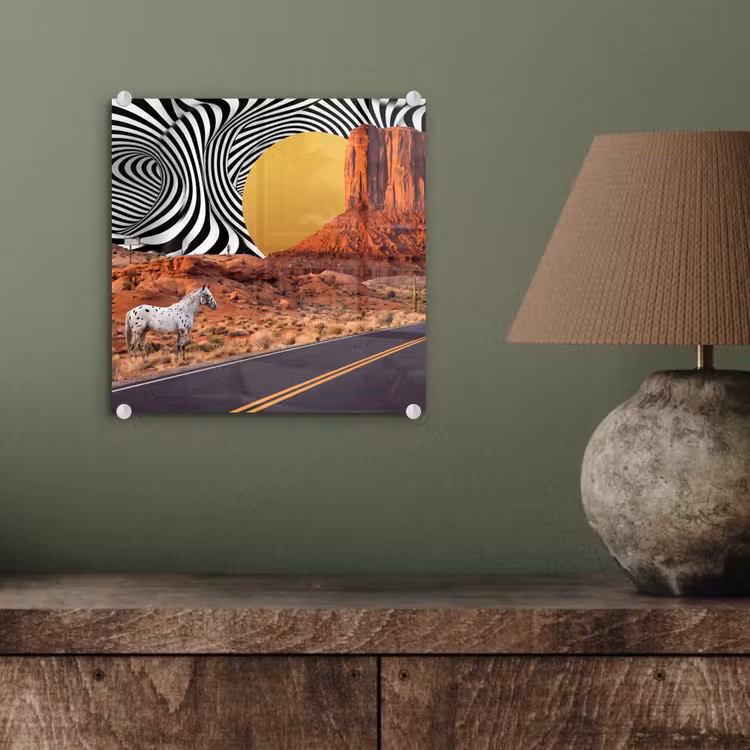 Glasbild - Pferd – Wüste – Natur - Paard - Woestijn - Natuur plexiglas 5mm klein