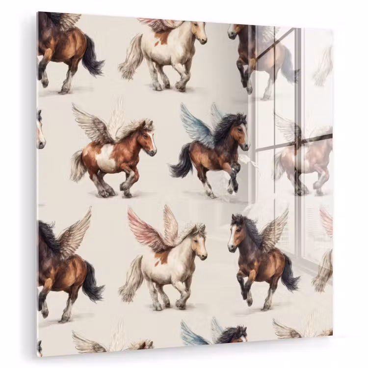Paarden - Vleugels - Kleurrijk plexiglas 5mm klein 11 -zzzproduct_nieuw