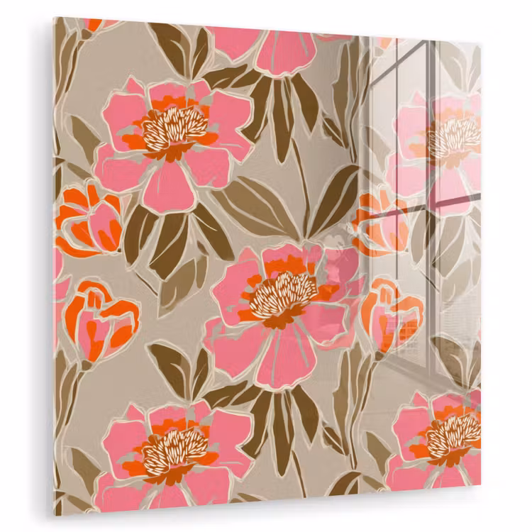 Pioenrozen - Patroon - Roze plexiglas 5mm klein 11 -zzzproduct_nieuw