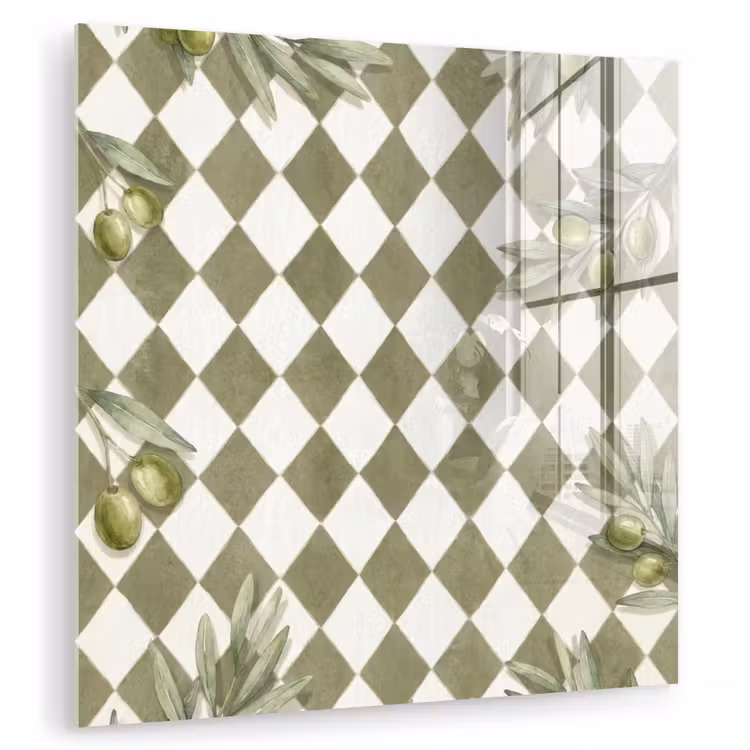 Plant - Olijftakken - Waterverf - Mediterraan - Groen plexiglas 5mm klein -zzzproduct_nieuw