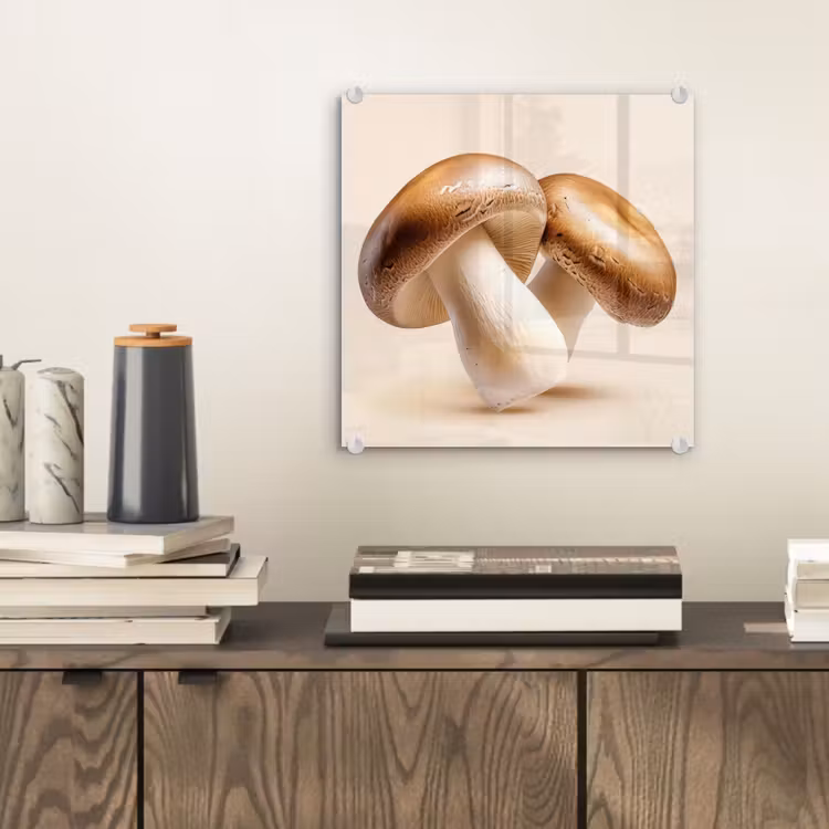 Champignons - Zacht - Beige plexiglas 5mm klein -sfeer1