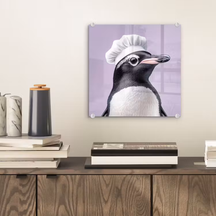 Pinguïn - Koksmuts - Lief - Paars plexiglas 5mm klein -sfeer1