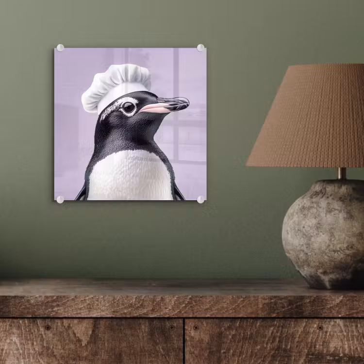 Pinguïn - Koksmuts - Lief - Paars plexiglas 5mm klein -sfeer3