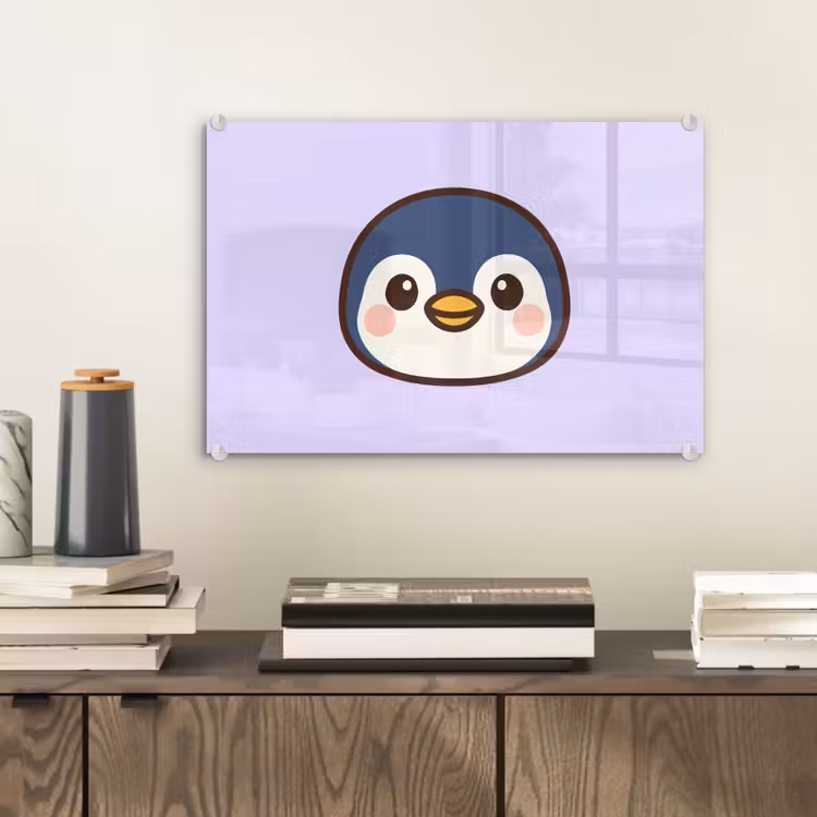 Pinguïn - Paars - Schattig plexiglas 5mm klein -sfeer1
