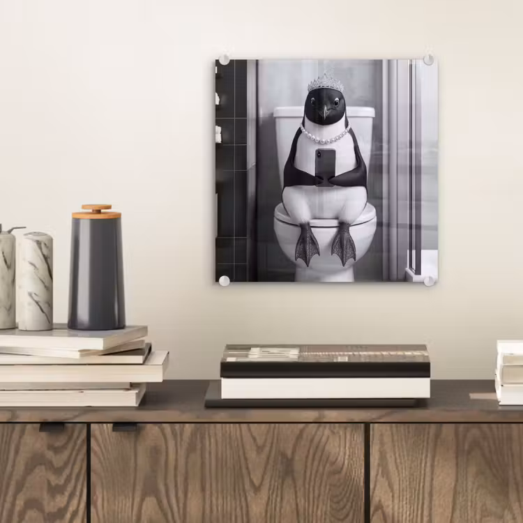 Pinguïn - Telefoon - Toilet - Zwart - Wit plexiglas 5mm klein -sfeer1