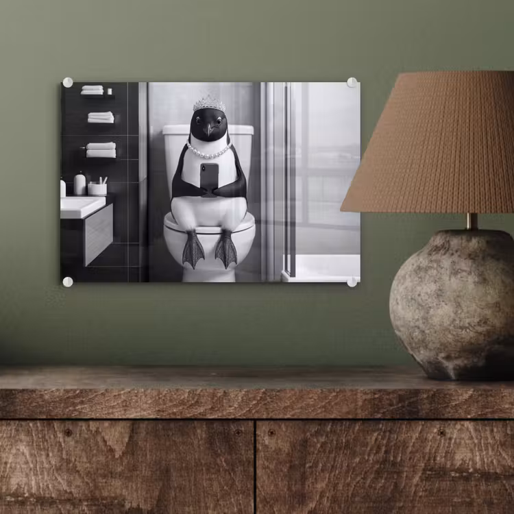 Pinguïn - Telefoon - Toilet - Zwart - Wit plexiglas 5mm klein -wsfeer2_DE