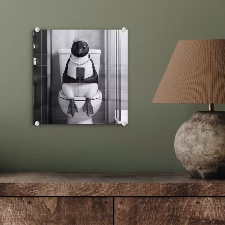 Pinguïn - Telefoon - Toilet - Zwart - Wit plexiglas 5mm klein -sfeer3