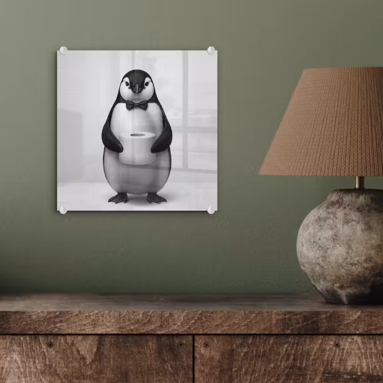Pinguïn - WC rol - Wit plexiglas 5mm klein -sfeer3
