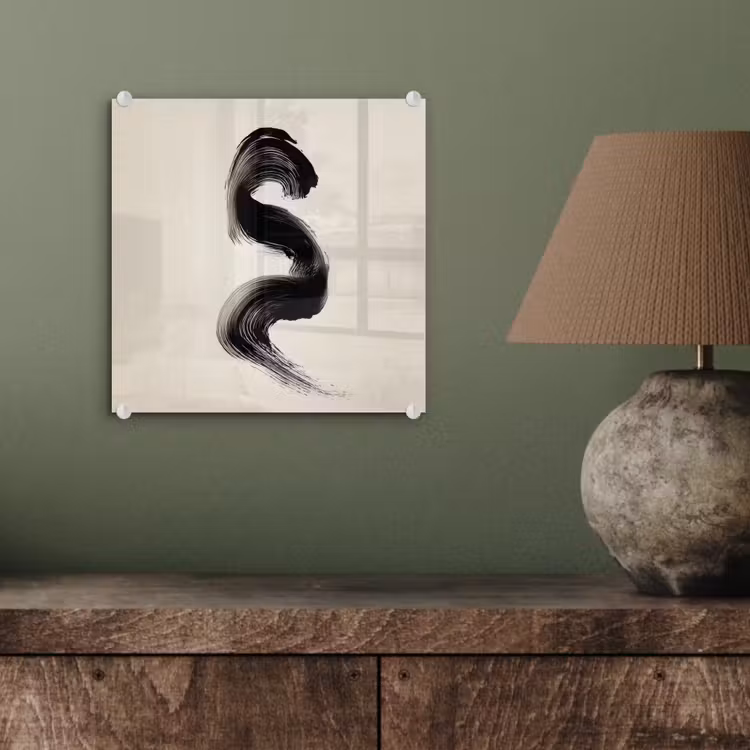 Penseelstreek - Zwart - Minimalistisch plexiglas 5mm klein -sfeer3