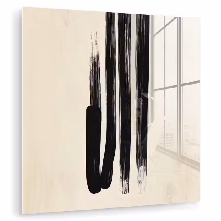Penseelstreken - Verticaal - Zwart plexiglas 5mm klein -zzzproduct_nieuw