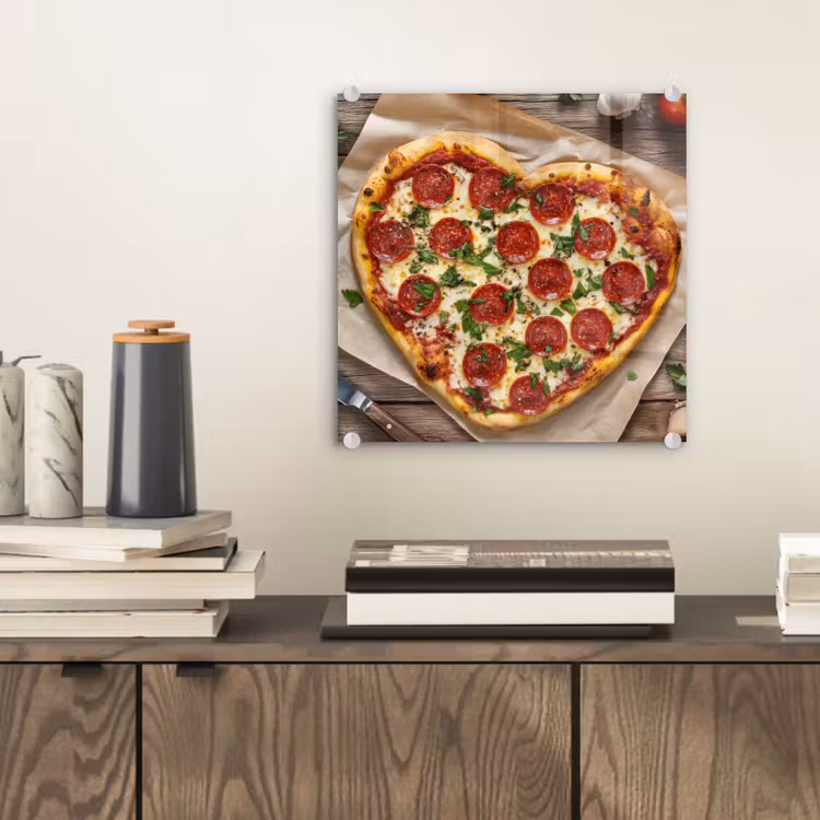 Pizza - Hart - Pepperoni - Tomaat plexiglas 5mm klein -sfeer1