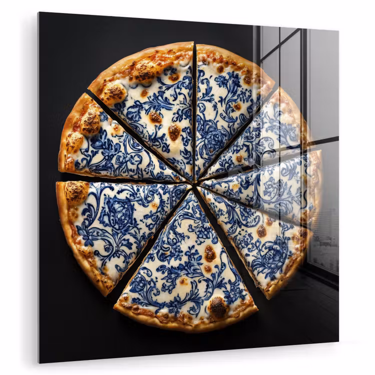 Pizza - Eten - Delftsblauw plexiglas 5mm klein -zzzproduct_nieuw