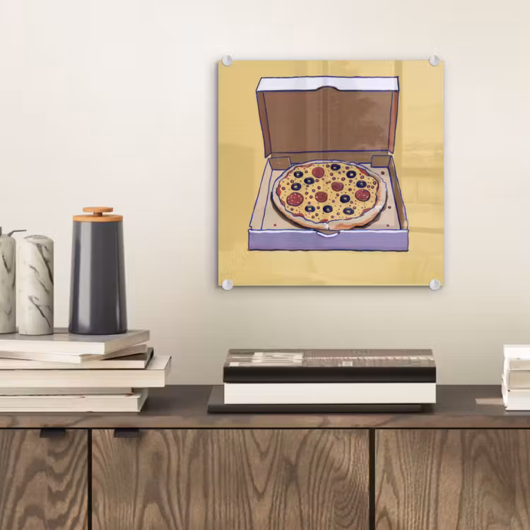 Pizza - Doos - Salami - Illustratie plexiglas 5mm klein -sfeer1