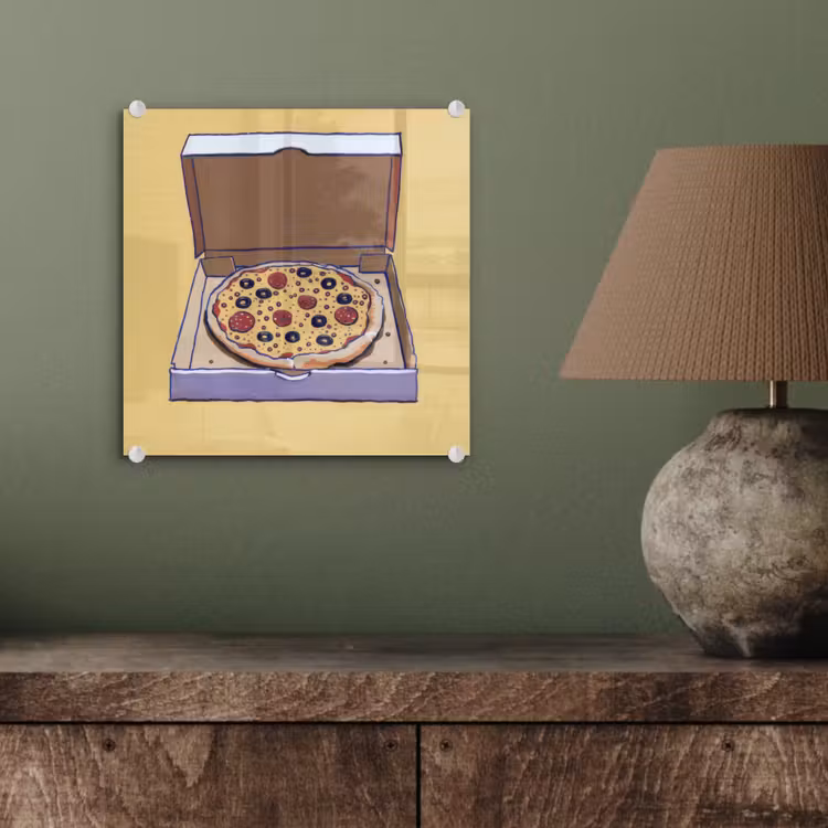 Pizza - Doos - Salami - Illustratie plexiglas 5mm klein -sfeer3