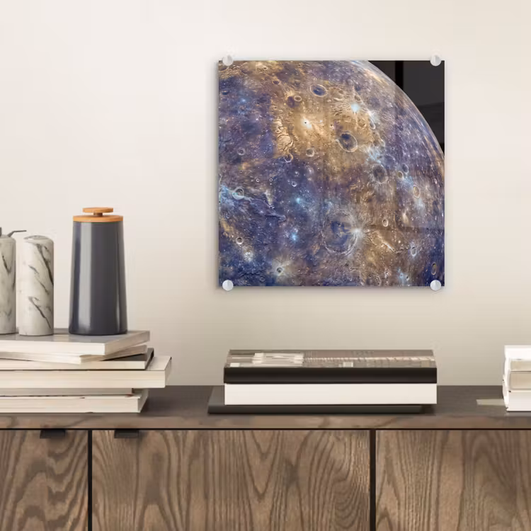 Glasbild - Planet – Krater – Weltraum - Planeet - Kraters - Ruimte plexiglas 5mm klein