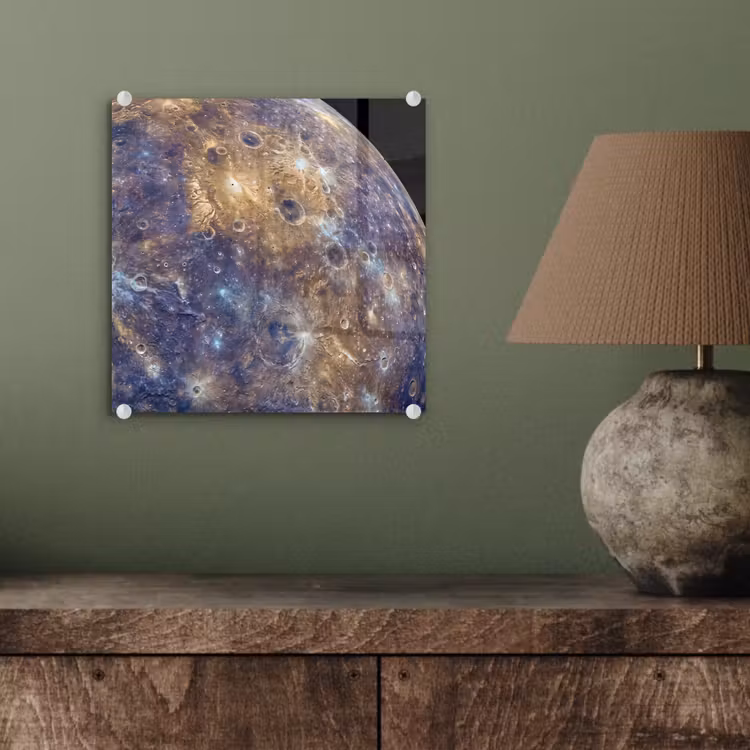 Glasbild - Planet – Krater – Weltraum - Planeet - Kraters - Ruimte plexiglas 5mm klein