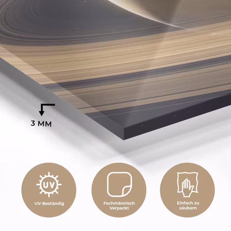Glasbild - Planet – Ringe – Weltraum - Planeet - Ringen - Ruimte plexiglas 5mm klein