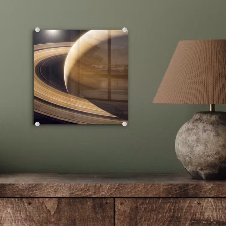 Glasbild - Planet – Ringe – Weltraum - Planeet - Ringen - Ruimte plexiglas 5mm klein