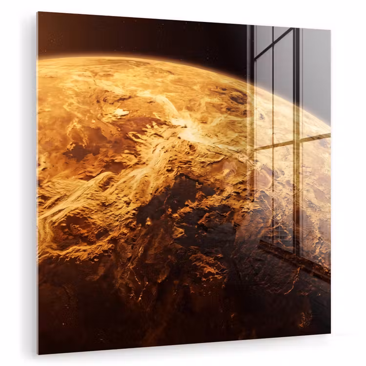 Glasbild - Planet – Weltraum – Orange - Planeet - Ruimte - Oranje plexiglas 5mm klein