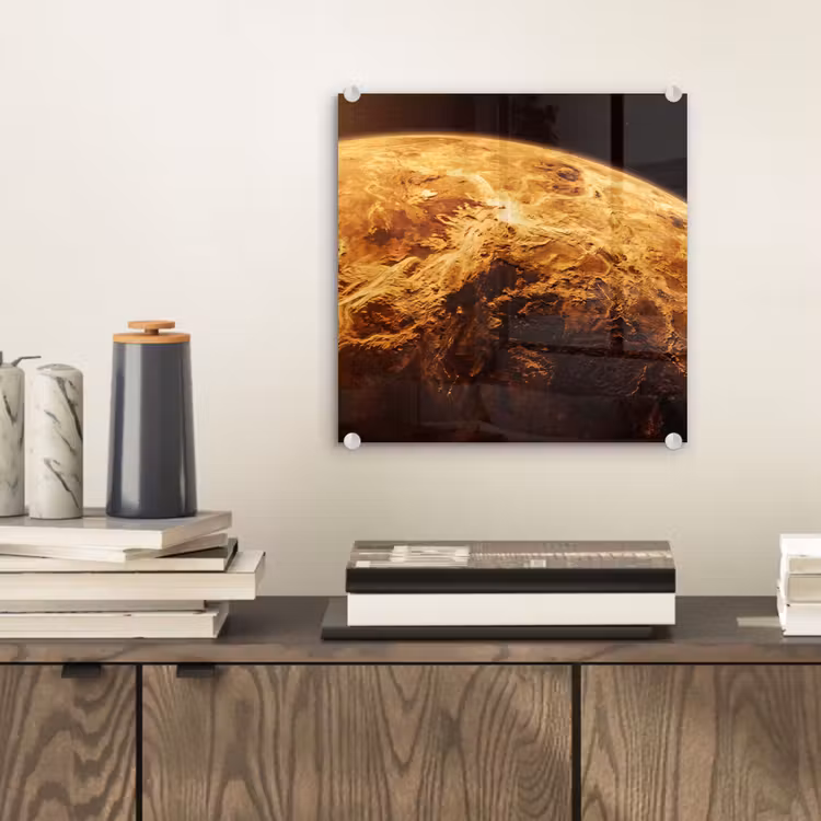 Glasbild - Planet – Weltraum – Orange - Planeet - Ruimte - Oranje plexiglas 5mm klein